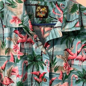 Bennys 2XL Flamingo Vacation Hawaiian Shirt Shirt Sleeve Tropical